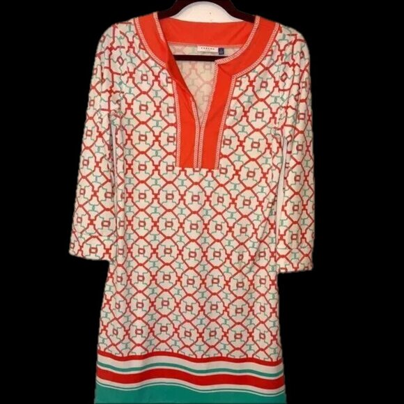 CABANA LIFE Napa Embroidered Split Neck Tunic- Mini Dress 3/4 Sleeve UPF 50 - S - Picture 1 of 9